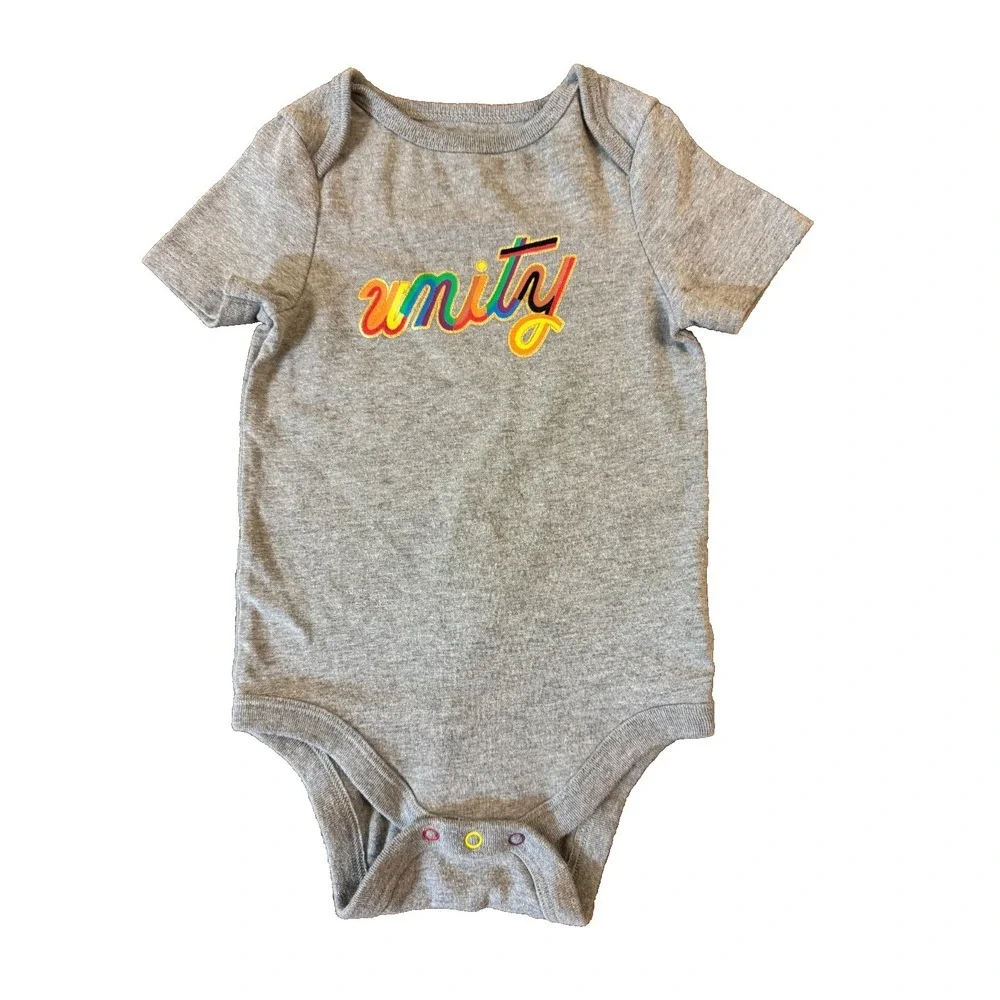 Cat & Jack Bodysuit 6/9 Months Unity Inclusion Rainbow Short Sleeve Romper 1 PC